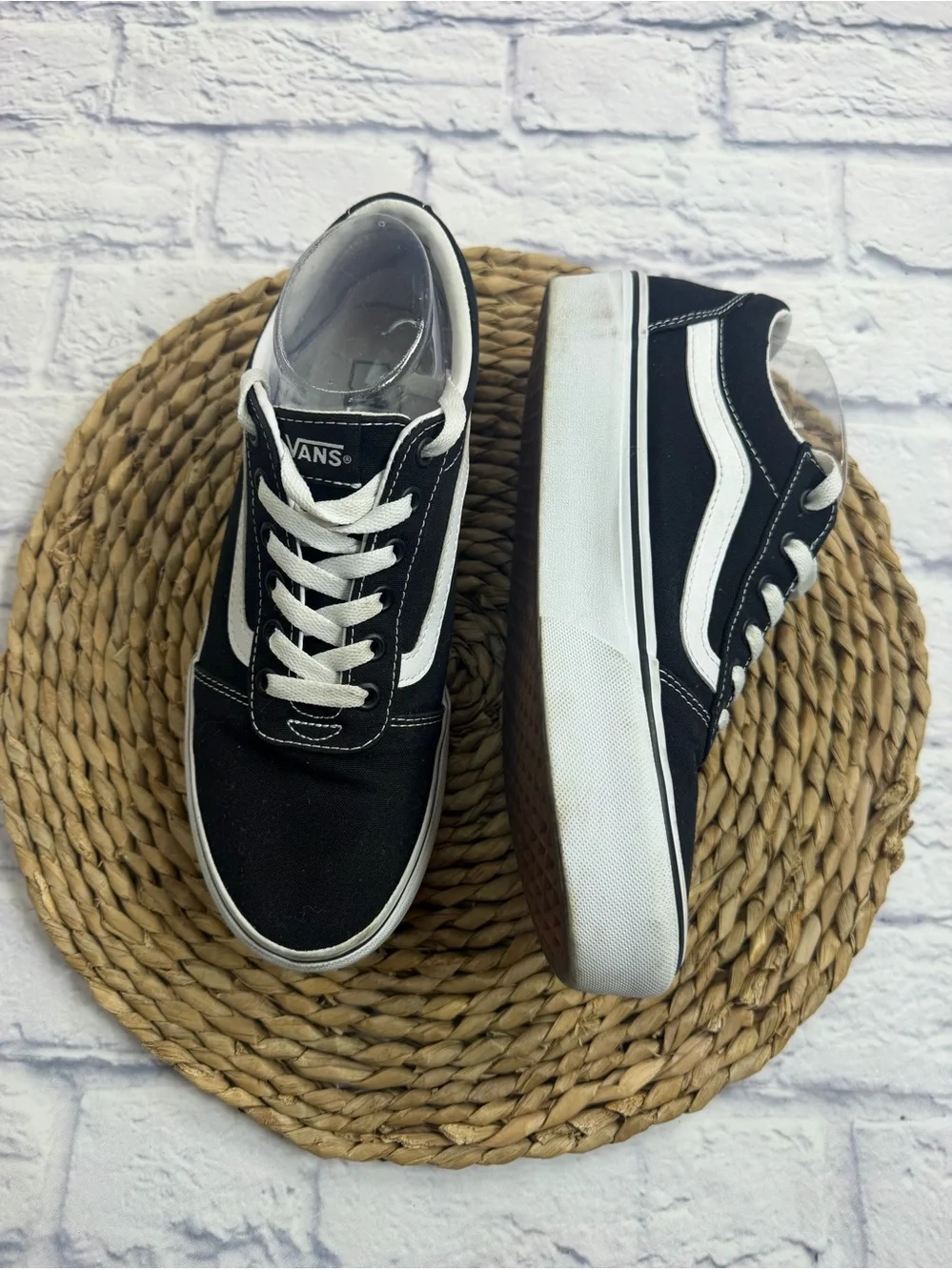 Vans Black and White Low-Top Skate Sneakers. Women’s Size 9.